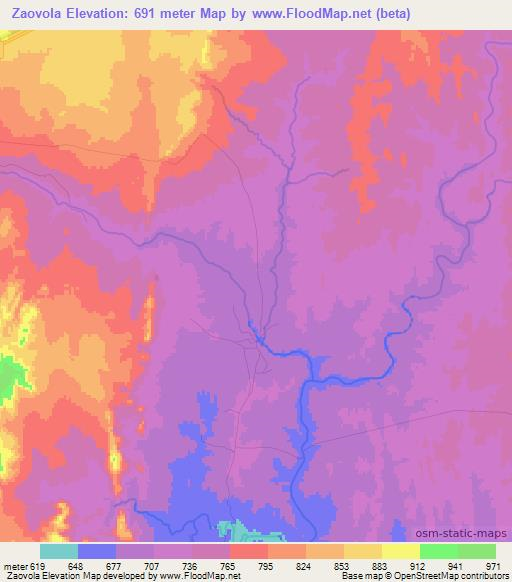 Zaovola,Madagascar Elevation Map