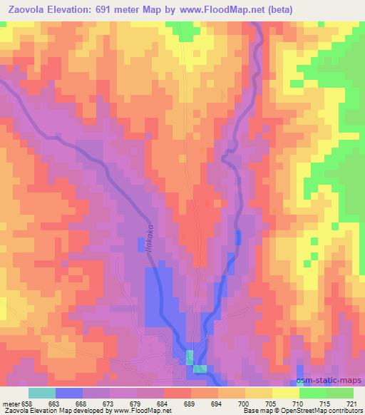 Zaovola,Madagascar Elevation Map