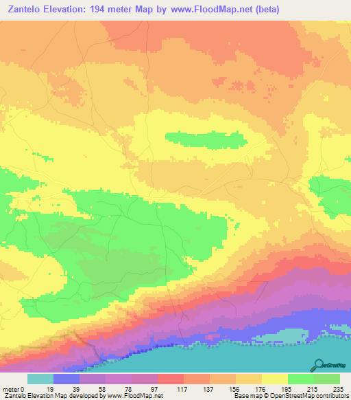 Zantelo,Madagascar Elevation Map