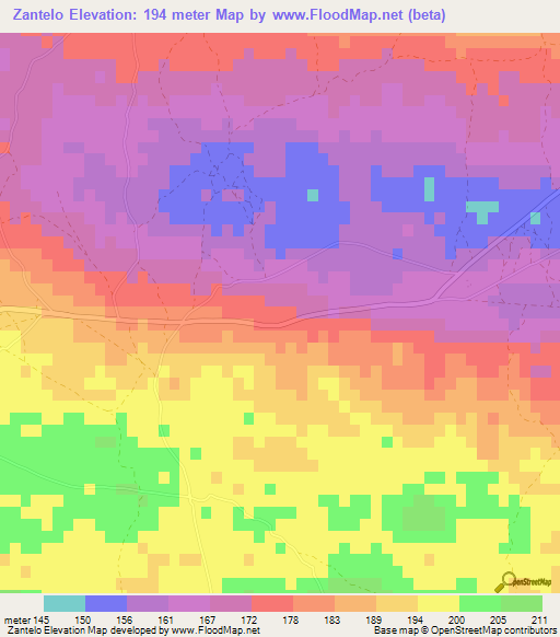 Zantelo,Madagascar Elevation Map