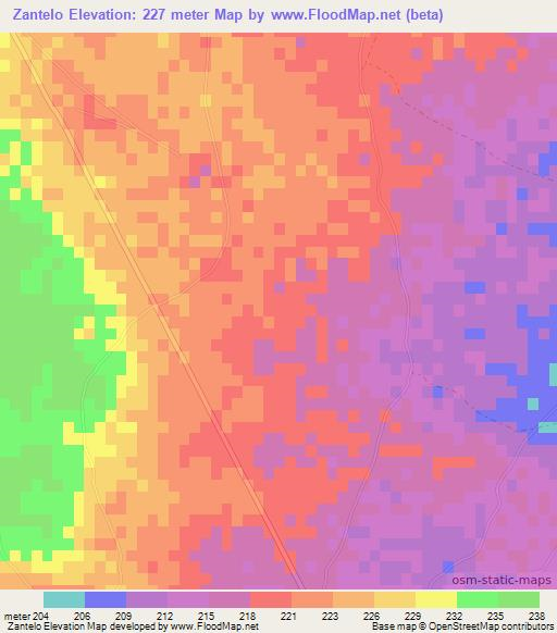 Zantelo,Madagascar Elevation Map