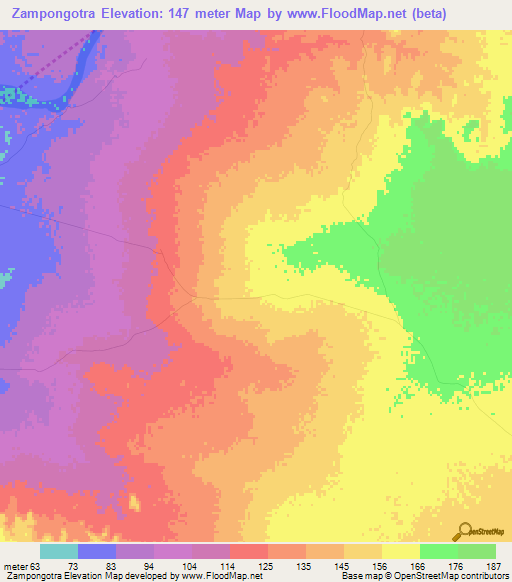 Zampongotra,Madagascar Elevation Map