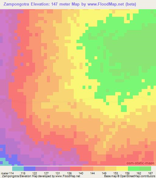 Zampongotra,Madagascar Elevation Map