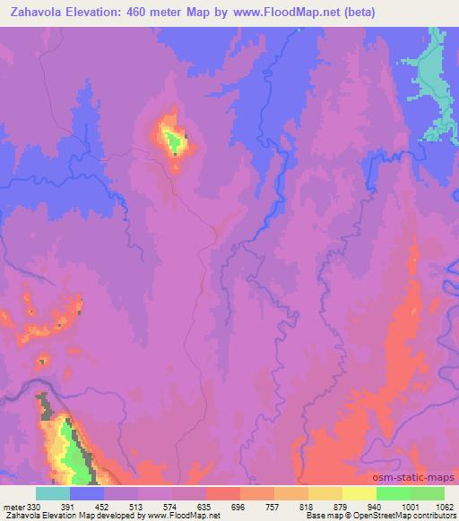 Zahavola,Madagascar Elevation Map
