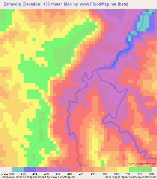 Zahavola,Madagascar Elevation Map