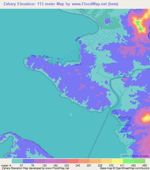 Zahary,Madagascar Elevation Map