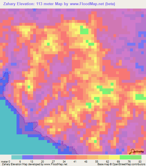 Zahary,Madagascar Elevation Map