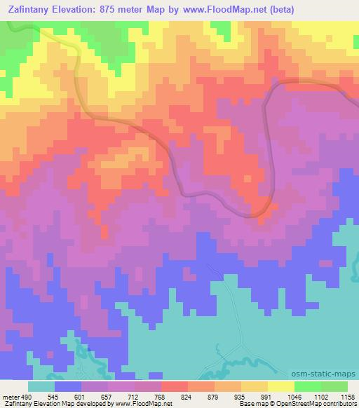 Zafintany,Madagascar Elevation Map