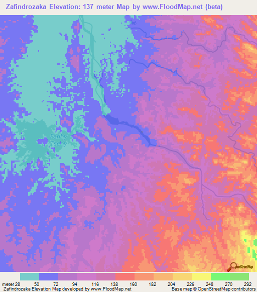 Zafindrozaka,Madagascar Elevation Map