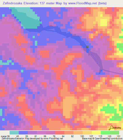 Zafindrozaka,Madagascar Elevation Map