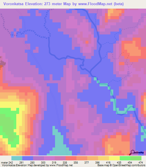 Voronkatsa,Madagascar Elevation Map