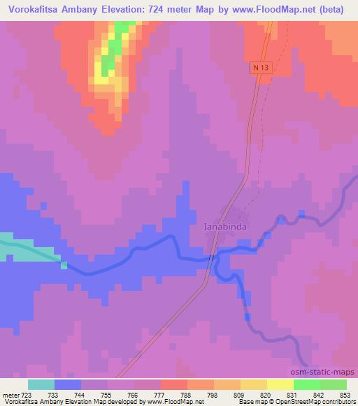 Vorokafitsa Ambany,Madagascar Elevation Map