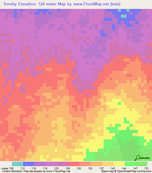 Vorehy,Madagascar Elevation Map