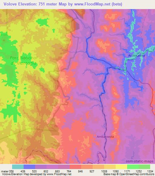 Volove,Madagascar Elevation Map