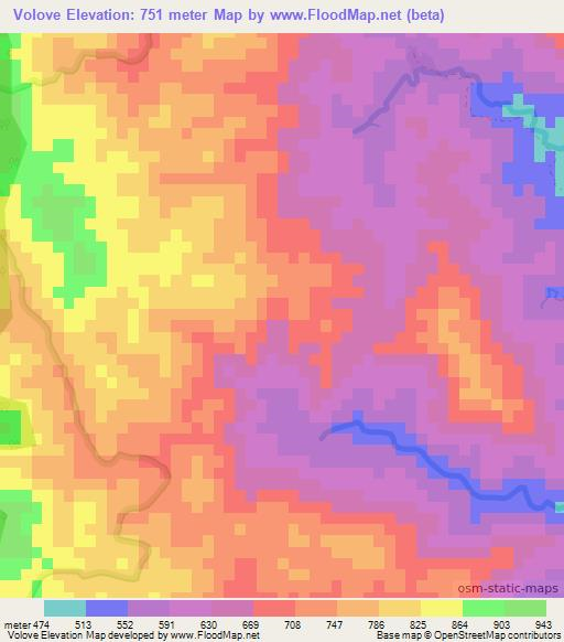 Volove,Madagascar Elevation Map