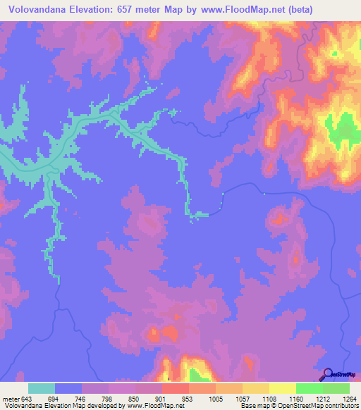 Volovandana,Madagascar Elevation Map