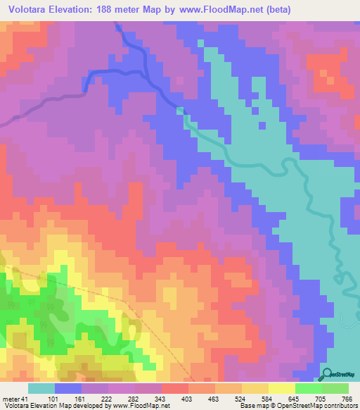 Volotara,Madagascar Elevation Map