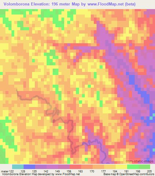 Volomborona,Madagascar Elevation Map