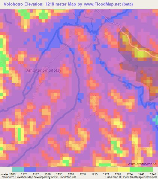 Volohotro,Madagascar Elevation Map