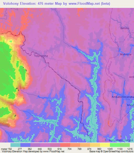 Volohosy,Madagascar Elevation Map