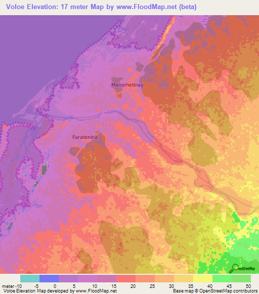 Voloe,Madagascar Elevation Map