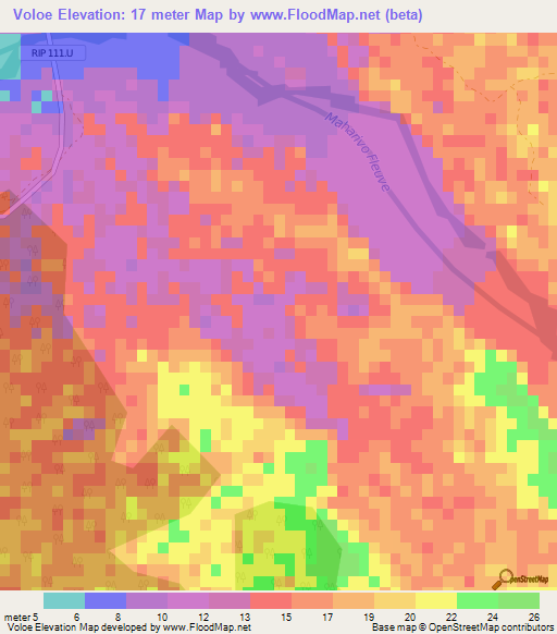 Voloe,Madagascar Elevation Map