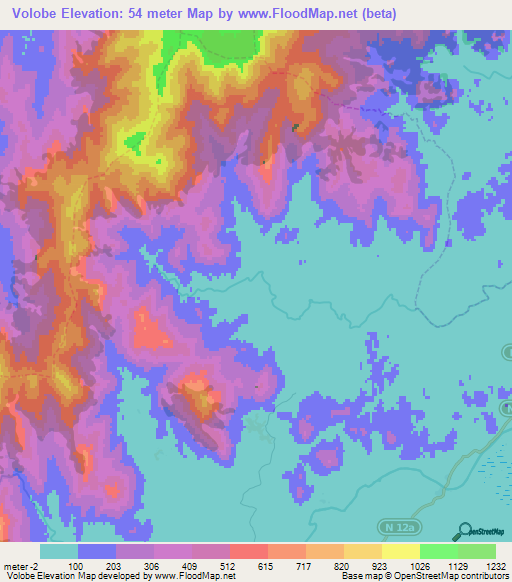 Volobe,Madagascar Elevation Map