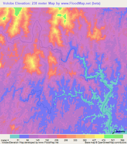 Volobe,Madagascar Elevation Map