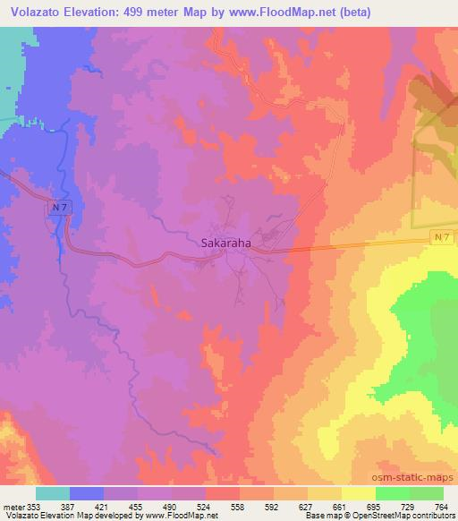 Volazato,Madagascar Elevation Map