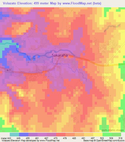Volazato,Madagascar Elevation Map
