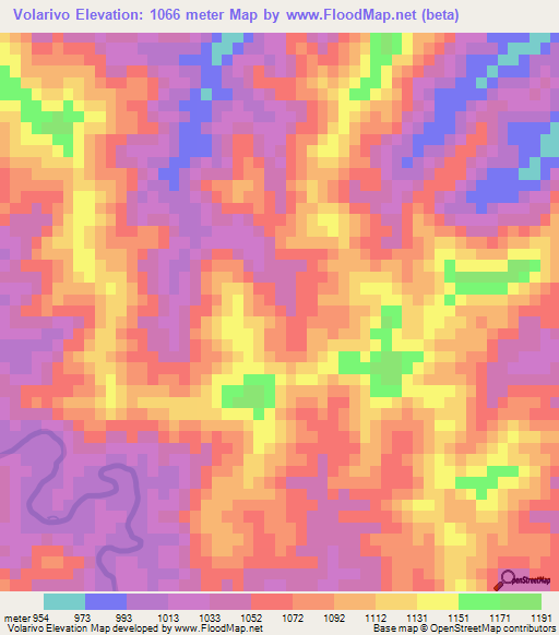 Volarivo,Madagascar Elevation Map