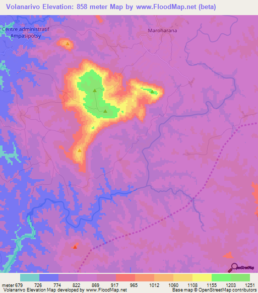 Volanarivo,Madagascar Elevation Map