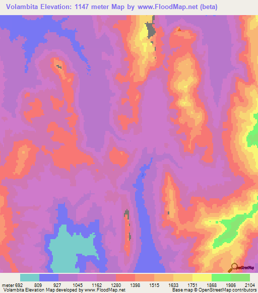 Volambita,Madagascar Elevation Map