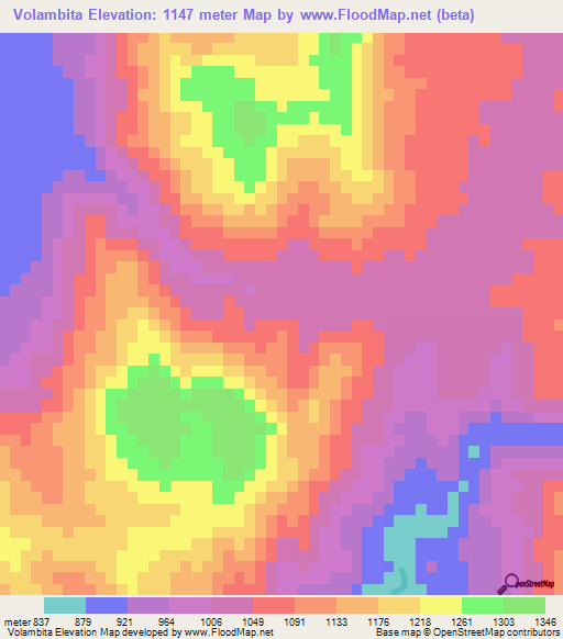 Volambita,Madagascar Elevation Map