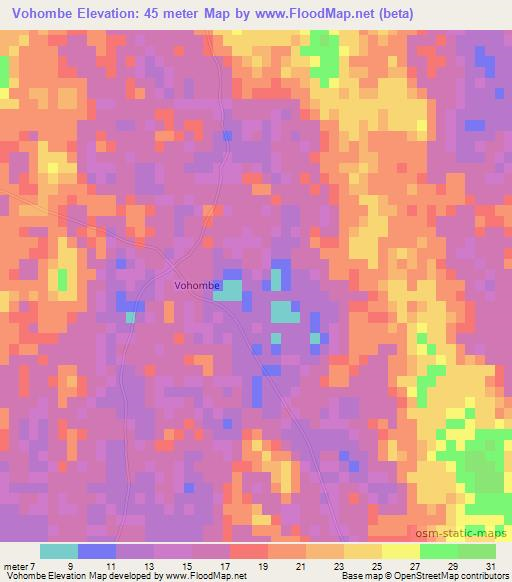 Vohombe,Madagascar Elevation Map