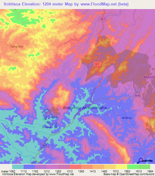 Vohitsoa,Madagascar Elevation Map