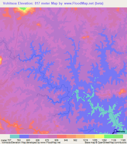Vohitsoa,Madagascar Elevation Map