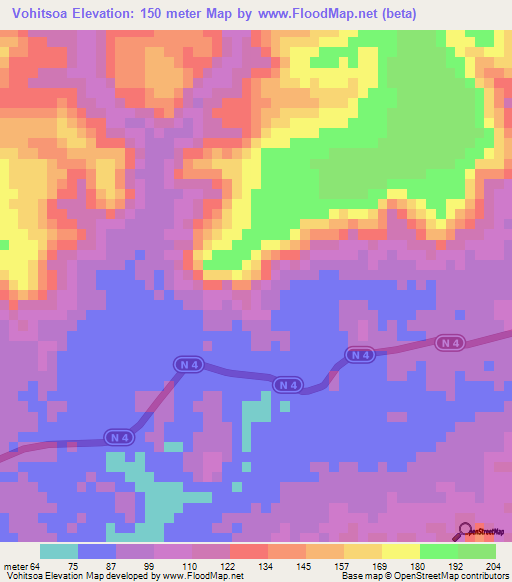Vohitsoa,Madagascar Elevation Map