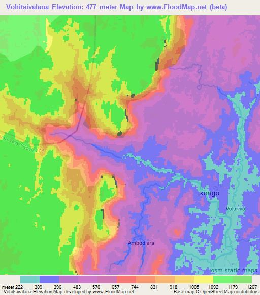 Vohitsivalana,Madagascar Elevation Map