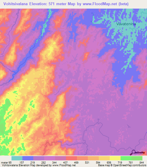 Vohitsivalana,Madagascar Elevation Map