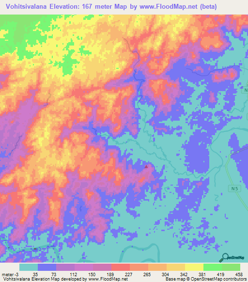 Vohitsivalana,Madagascar Elevation Map
