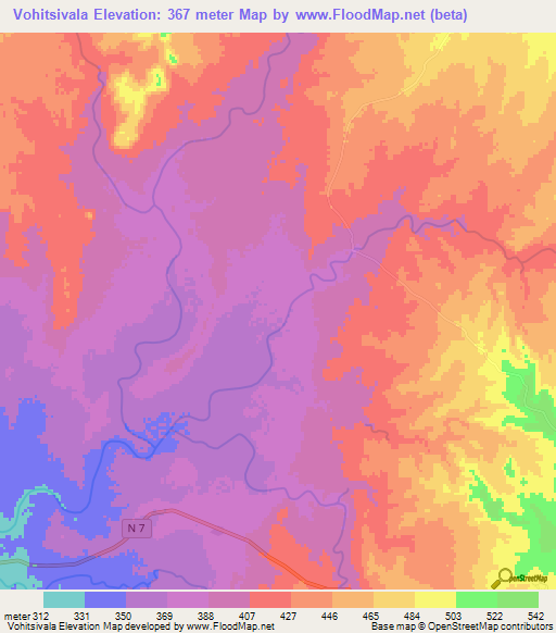 Vohitsivala,Madagascar Elevation Map
