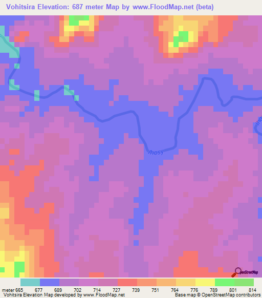 Vohitsira,Madagascar Elevation Map