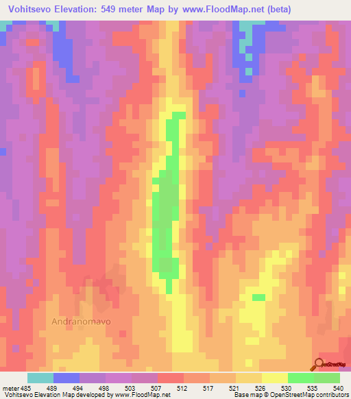 Vohitsevo,Madagascar Elevation Map