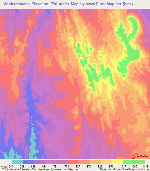 Vohitseranana,Madagascar Elevation Map
