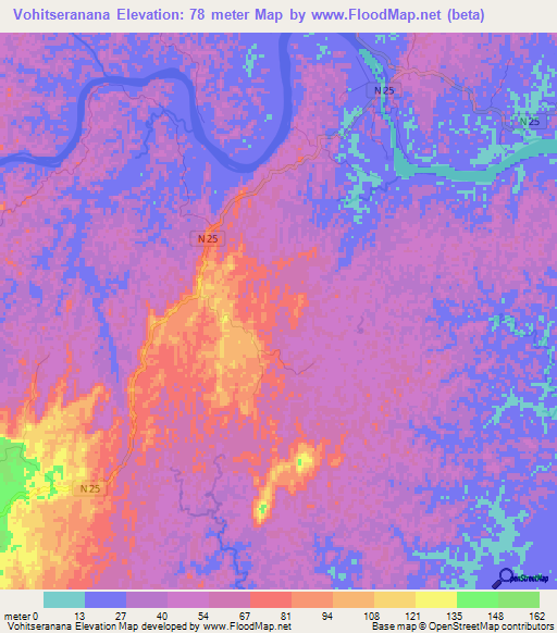 Vohitseranana,Madagascar Elevation Map
