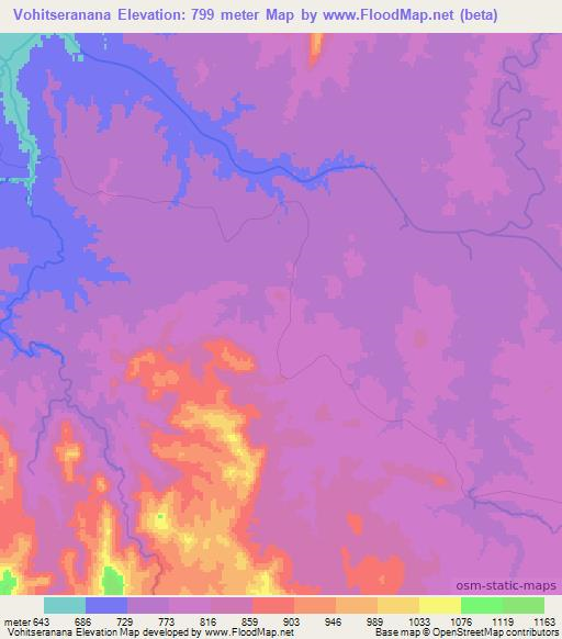Vohitseranana,Madagascar Elevation Map