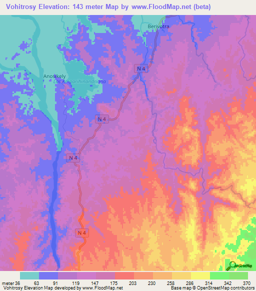 Vohitrosy,Madagascar Elevation Map