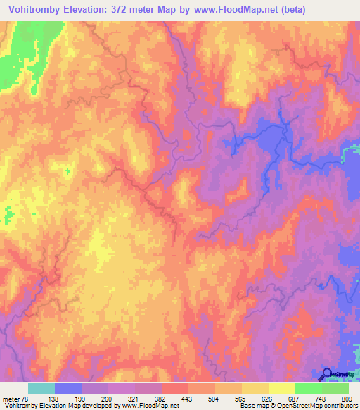 Vohitromby,Madagascar Elevation Map