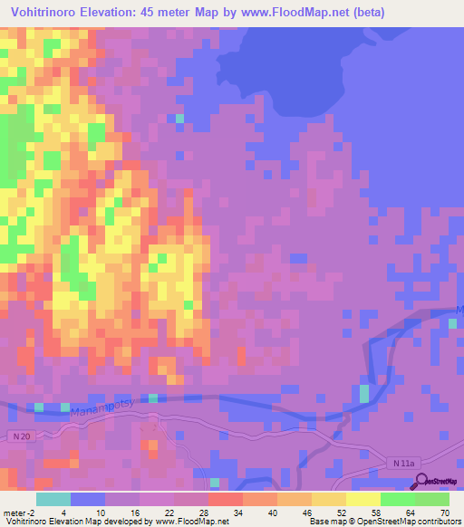 Vohitrinoro,Madagascar Elevation Map